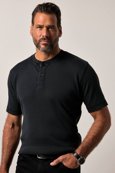 JP1880 Henley FLEXNAMIC®, korte mouwen, ribjersey, vintage look, tot 8XL