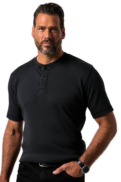 Henley JP1880 FLEXNAMIC®, krátké rukávy, žebrovaný žerzej, vintage vzhled, do 8XL