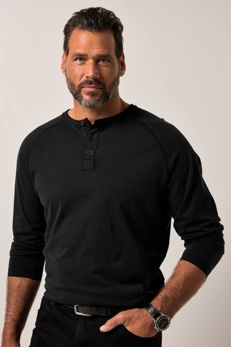 JP1880 henley, lange mouwen, vintage look, tot 8XL