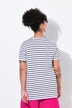 Camiseta, forma en A, mezcla de rayas horizontales, banda decorativa en el escote