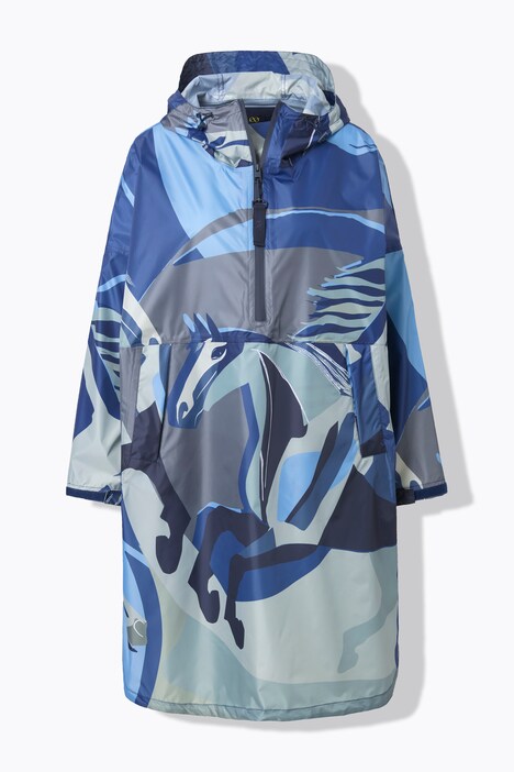 Functionele regencape, unisex, print, capuchon