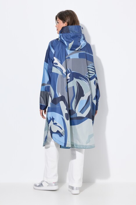 Functionele regencape, unisex, print, capuchon