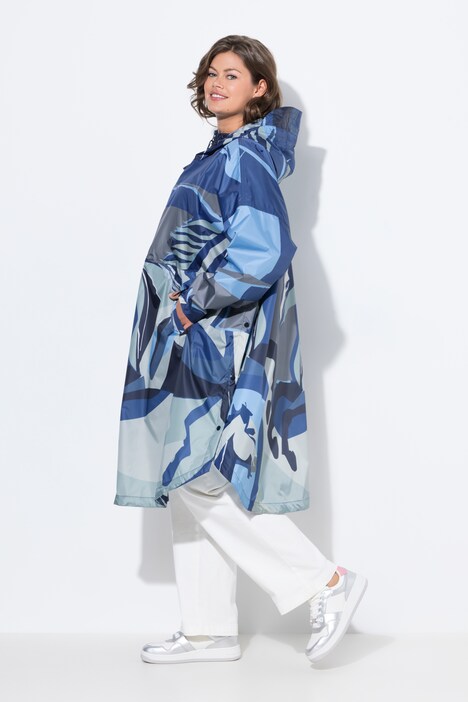 Functionele regencape, unisex, print, capuchon
