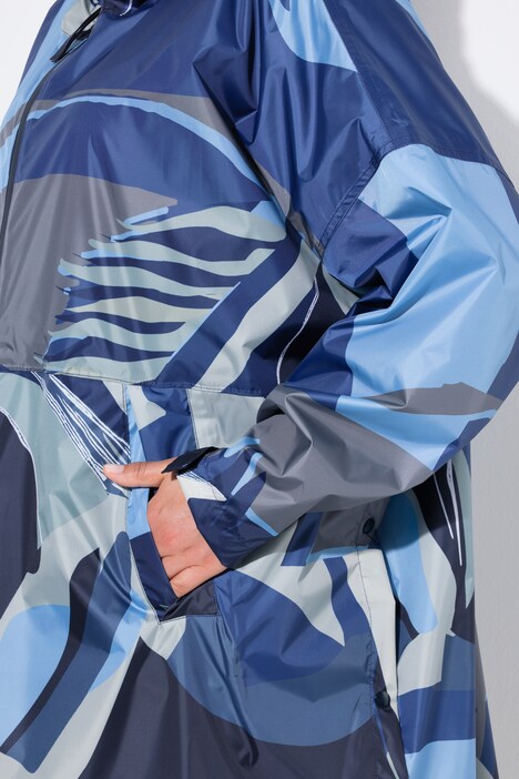 Functionele regencape, unisex, print, capuchon