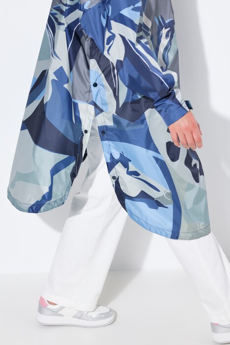Functionele regencape, unisex, print, capuchon