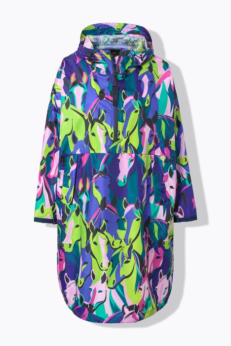 Functionele regencape, unisex, print, capuchon