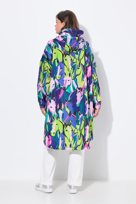 Functionele regencape, unisex, print, capuchon