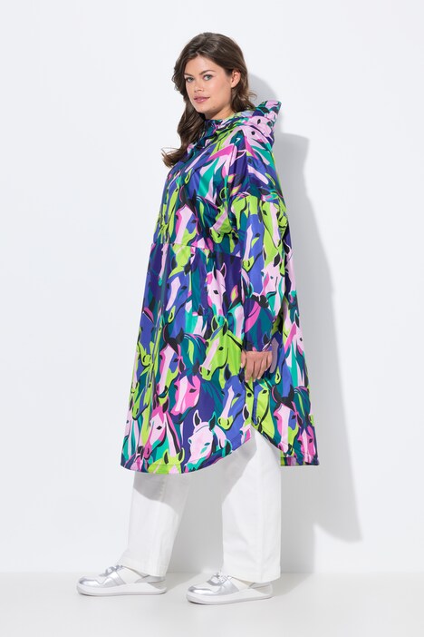 Functionele regencape, unisex, print, capuchon