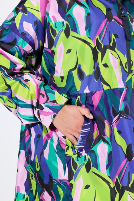 Functionele regencape, unisex, print, capuchon