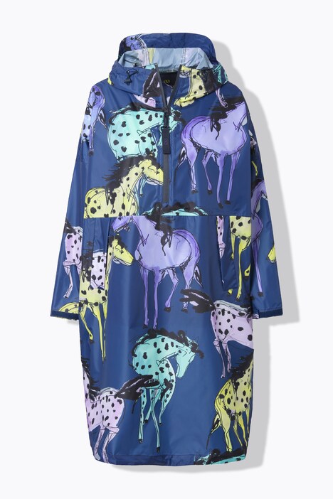 Functionele regencape, unisex, print, capuchon