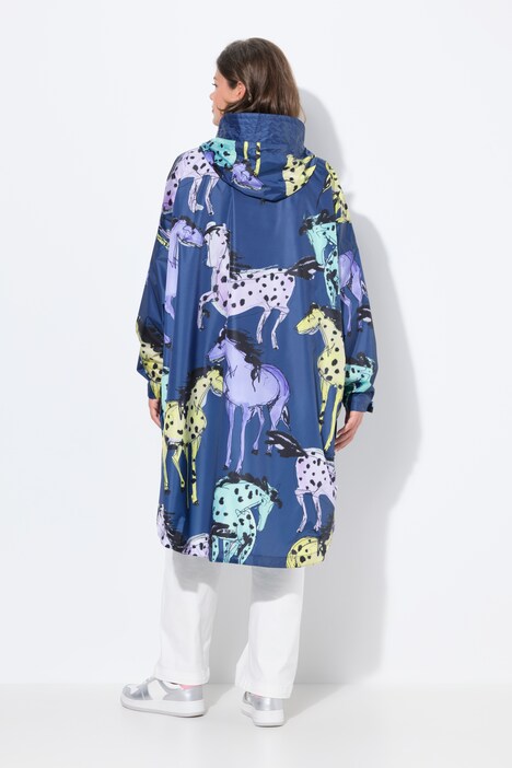 Functionele regencape, unisex, print, capuchon