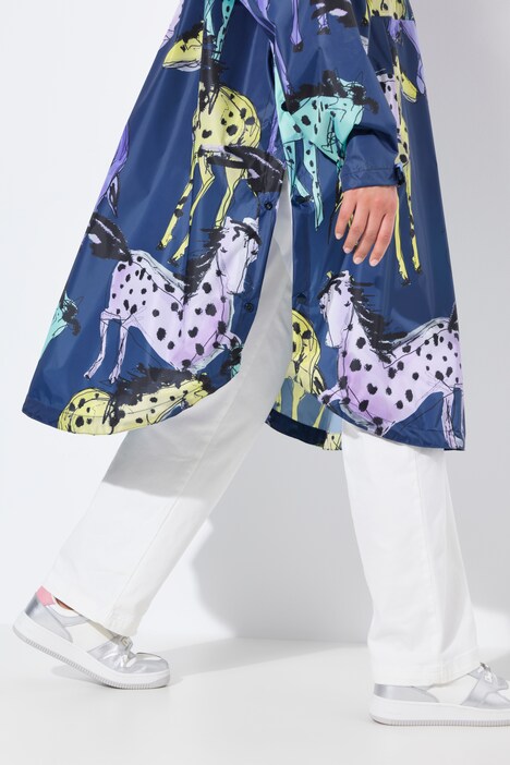 Functionele regencape, unisex, print, capuchon