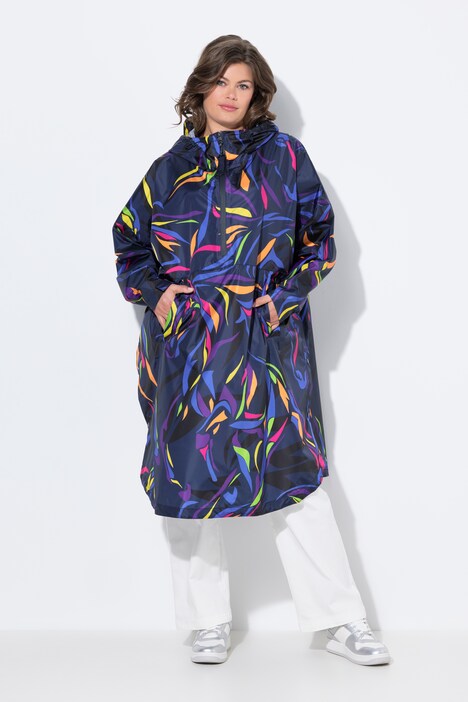 Functionele regencape, unisex, print, capuchon