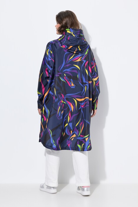 Functionele regencape, unisex, print, capuchon