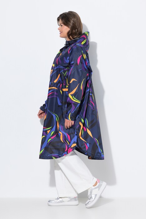 Functionele regencape, unisex, print, capuchon