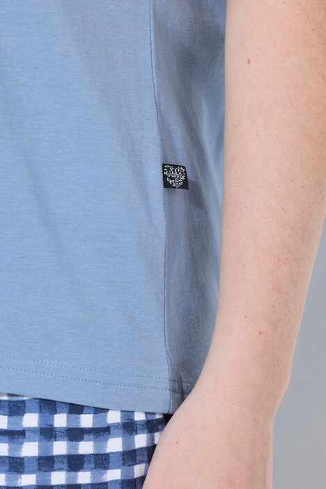 Pyjama à carreaux, T-shirt décolleté en V et manches courtes