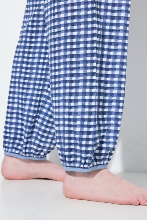 Pyjama à carreaux, T-shirt décolleté en V et manches courtes
