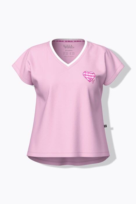 Pyjama à carreaux, T-shirt décolleté en V et manches courtes