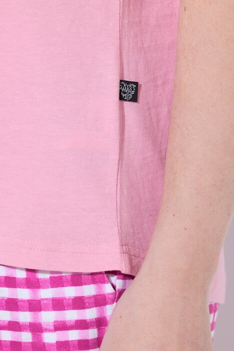 Pyjama à carreaux, T-shirt décolleté en V et manches courtes
