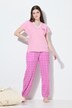 Pyjama à carreaux, T-shirt décolleté en V et manches courtes
