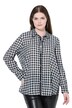 Kostkovaná halenka, tradiční móda, límeček, dlouhé rukávy, ohrnutí rukávů