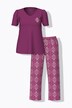 Pyjama 2 pièces (pantalon + T-shirt), motif losanges, décolleté en V et manches courtes