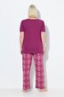 Pyjama 2 pièces (pantalon + T-shirt), motif losanges, décolleté en V et manches courtes