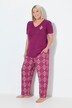 Pyjama 2 pièces (pantalon + T-shirt), motif losanges, décolleté en V et manches courtes