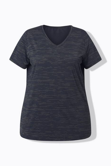 T-shirt technique, manches courtes et décolleté en V, empiècements en mesh