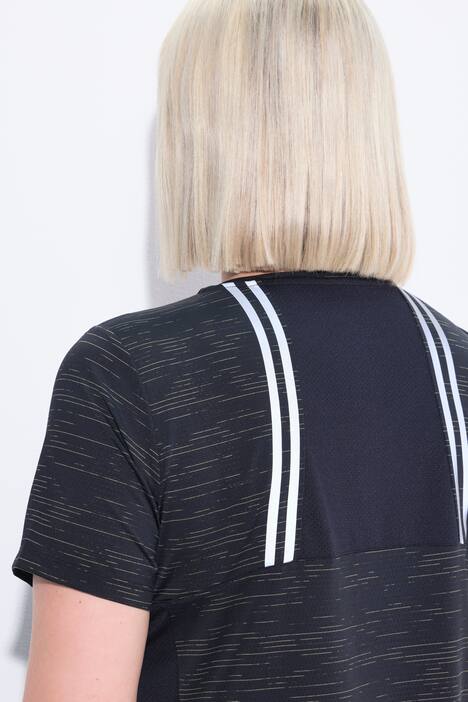 T-shirt technique, manches courtes et décolleté en V, empiècements en mesh