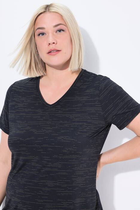 T-shirt technique, manches courtes et décolleté en V, empiècements en mesh