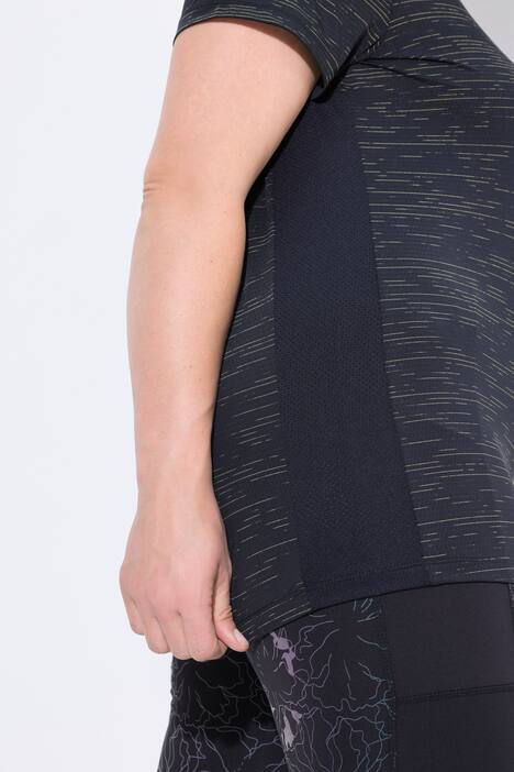 T-shirt technique, manches courtes et décolleté en V, empiècements en mesh