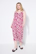 Maxikjole i A-form, satin, leo allover-print