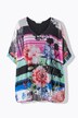 Oversized all-over print mesh blouse with opaque jersey top