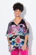 Oversized all-over print mesh blouse with opaque jersey top