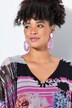 Oversized all-over print mesh blouse with opaque jersey top