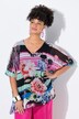 Oversized all-over print mesh blouse with opaque jersey top