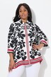 Bluse i sateng, blomstret design, spiss nederkant, 3/4 ermer
