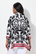 Bluse i sateng, blomstret design, spiss nederkant, 3/4 ermer