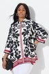 Bluse i sateng, blomstret design, spiss nederkant, 3/4 ermer