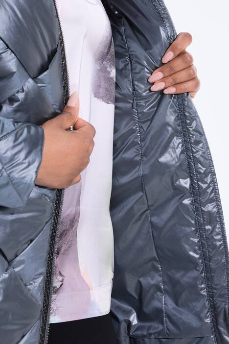 Doorgestikte jas, gevlochten look, opstaande kraag, Two-Tone-stiksel