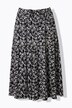 Falda de jersey, volante, línea A, cintura elástica, bolsillos