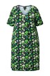Žerzejové šaty, květy, A střih, výstřih do V, krátké rukávy