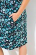 Jersey jurk, bloemen, A-lijn, V-hals, korte mouwen