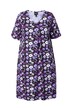 Žerzejové šaty, květy, A střih, výstřih do V, krátké rukávy