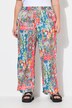 Straight-leg elastic waist patch print pants