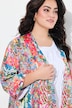 Kimono, satin med allover-print, dekorativt kvastebånd