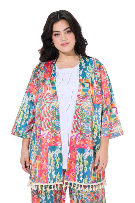 Kimono, satén s plošným potiskem, ozdobná stuha se střapci