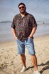 Men+ viskose-skjorte, korte ærmer, alloverprint, Cubakrave, Cuba Fit, op til str. 8XL