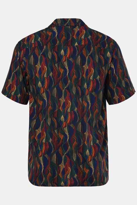 Chemise Men+ en viscose, imprimé all-over, manches courtes et col cubain, coupe Cuba Fit - jusqu'au 8 XL